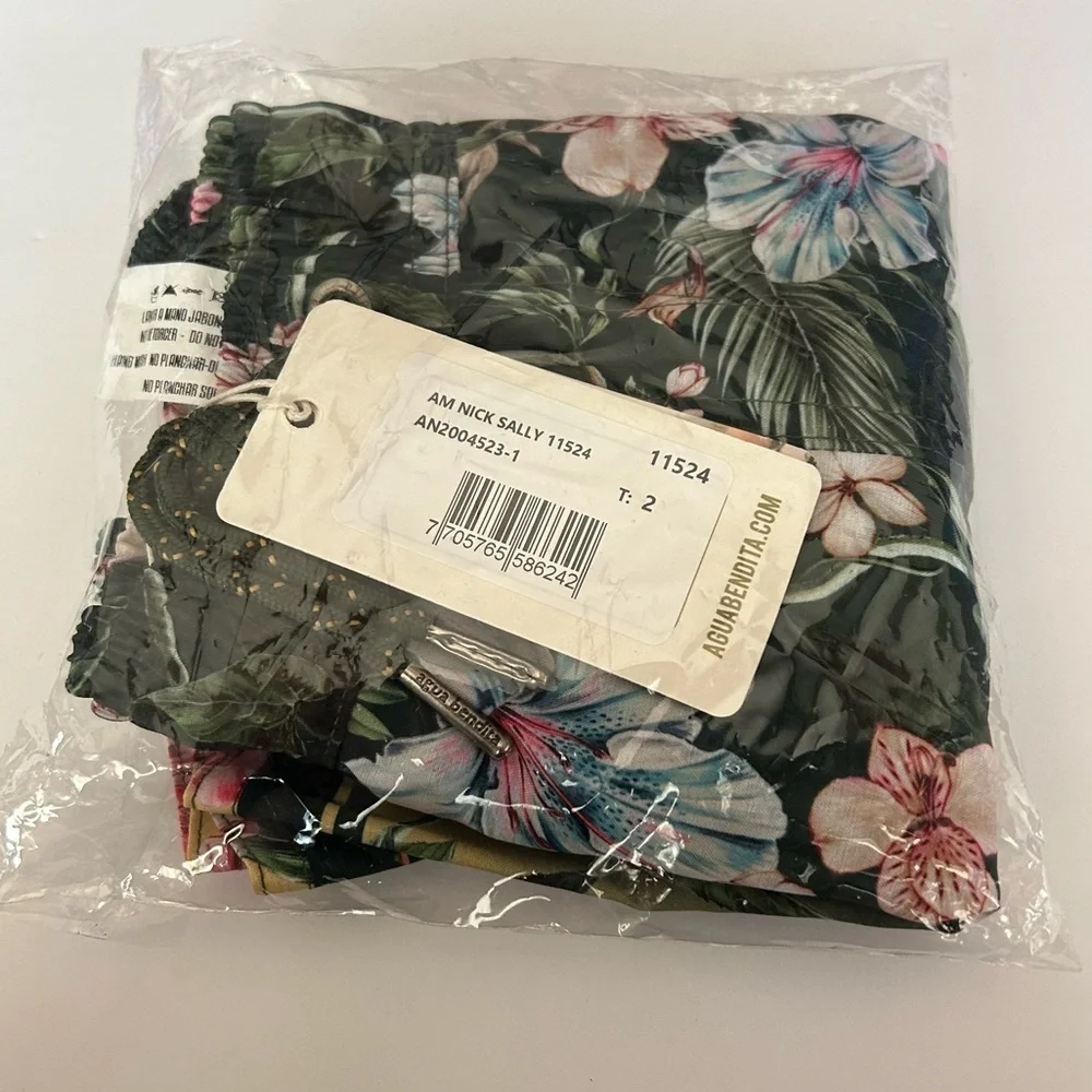 NWT Agua Bendita Nick Sally Swim Trunks Floral Ombre Boys Size 2